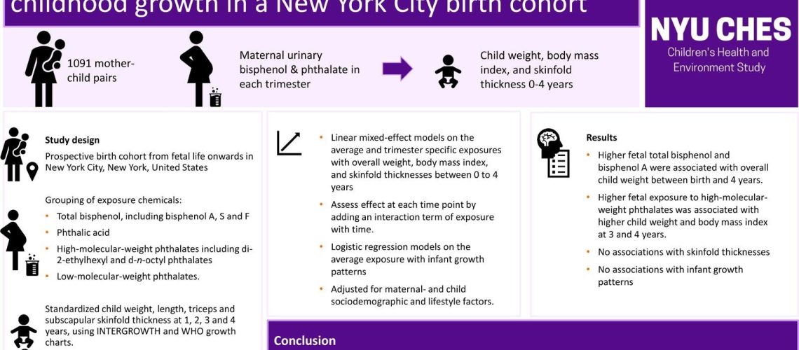 Study: Fetal bisphenol and phthalate exposure and early childhood growth in a New York City birth cohort