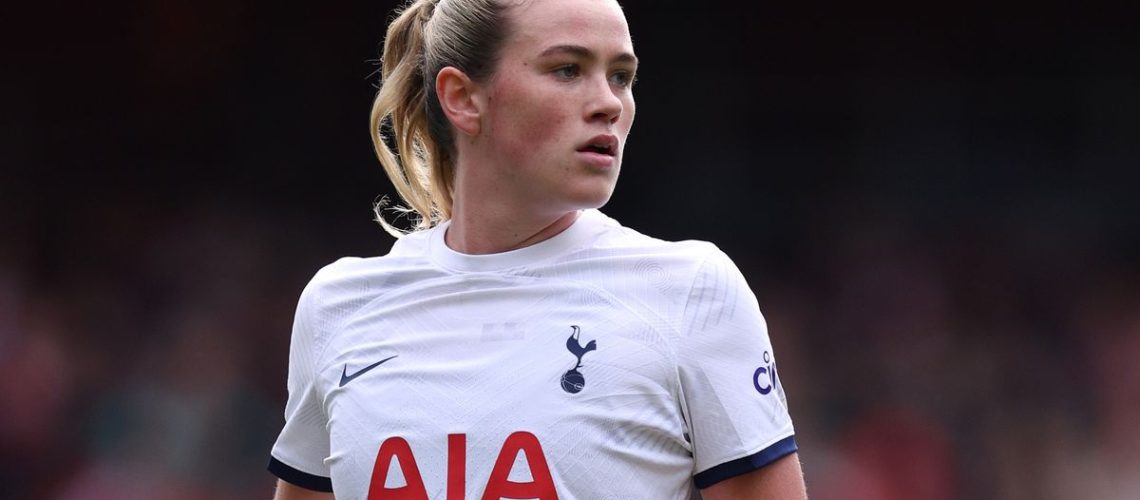 Grace Clinton of Tottenham in action ahead of the Barclays Women´s Super League match featuring Tottenham vs Chelsea