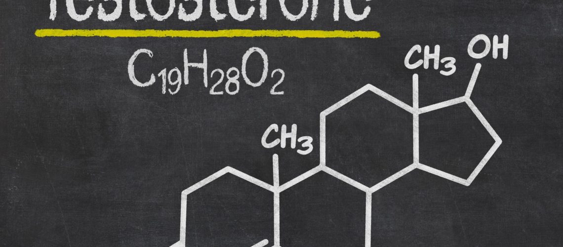 Blackboard with the chemical formula of testosterone