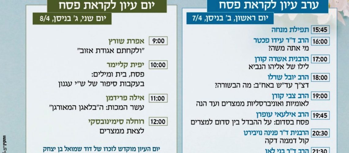 יום עיון פסח מתן 2019