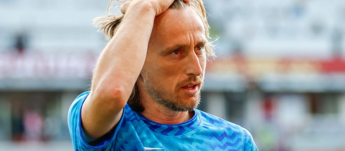 Croatia's Luka Modric warming up prior to World Cup 2026 match vs Panama