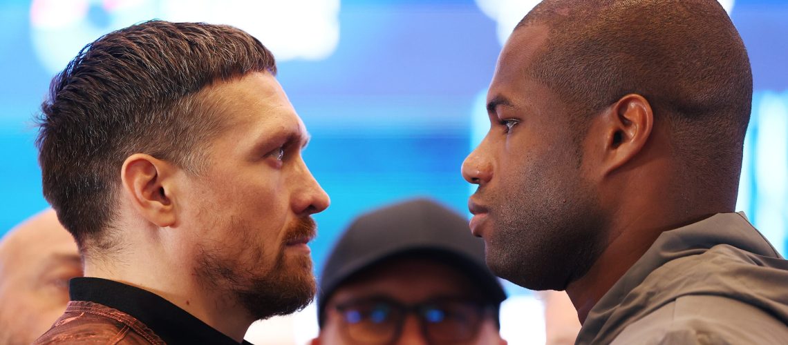 Daniel Dubois and Oleksandr Usyk face off ahead of their second fight.