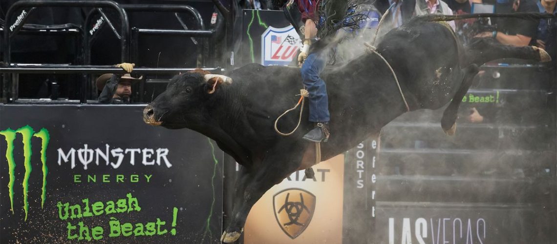 Mauricio Moreira riding Chiseled during the 2021 PBR World Finals