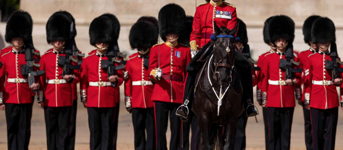 Coldstream Guards standing to attention