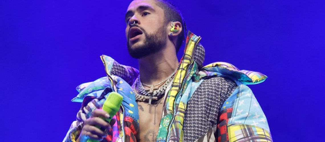 INDIO, CALIFORNIA - APRIL 14: Bad Bunny performs at the Coachella Stage during the 2023 Coachella Valley Music and Arts Festival on April 14, 2023 in Indio, California. (Photo by Frazer Harrison/Getty Images for Coachella)