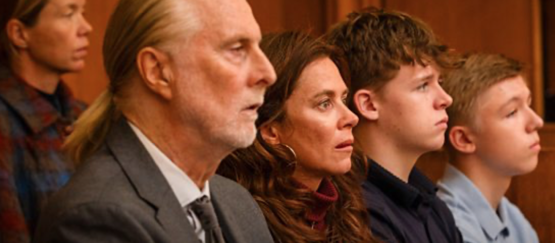 [From left] Katherine Farrell (played by Anna Maxwell Martin), Brian Mitchell (David Threlfall), Anna Mckinney (Anna Friel), Peter McKinney Jnr (Finn McParland) and Tom McKinney (Austin Haynes) are all drawn into events in "Unforgivable"