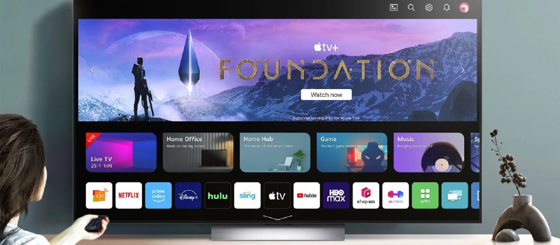 LG TV on wall with webOS