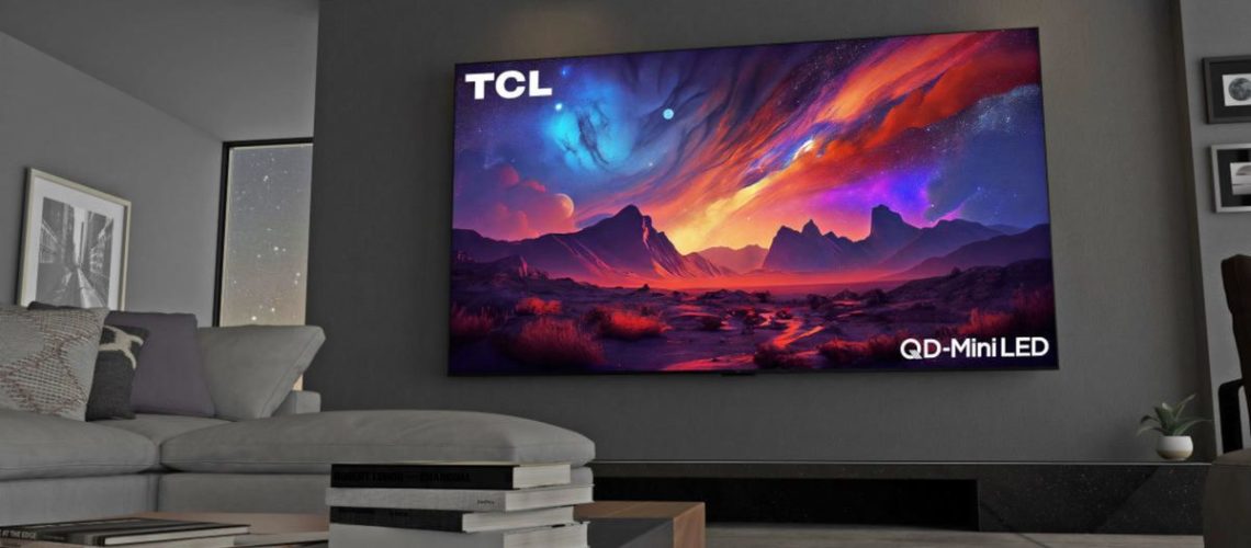 TCL QM89 Mini-LED TV on wall in living room