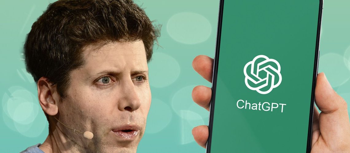 Sam Altman with ChatGPT on phone