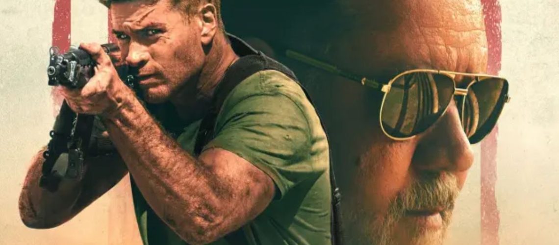Liam Hemsworth and Russel Crowe in Land of Bad on Netflix
