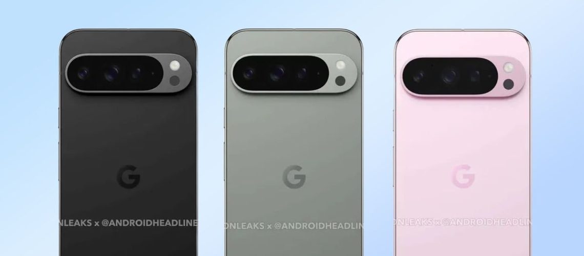 Pixel 9 Pro in three different colors.