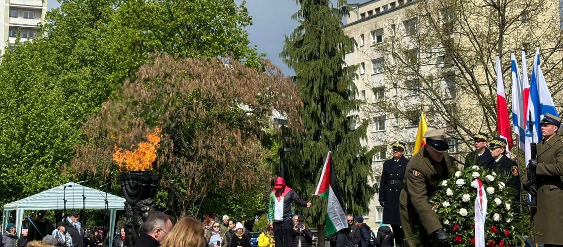 מפגין פרו-פלסטיני הודח מהנצחת מרד גטו ורשה בפולין