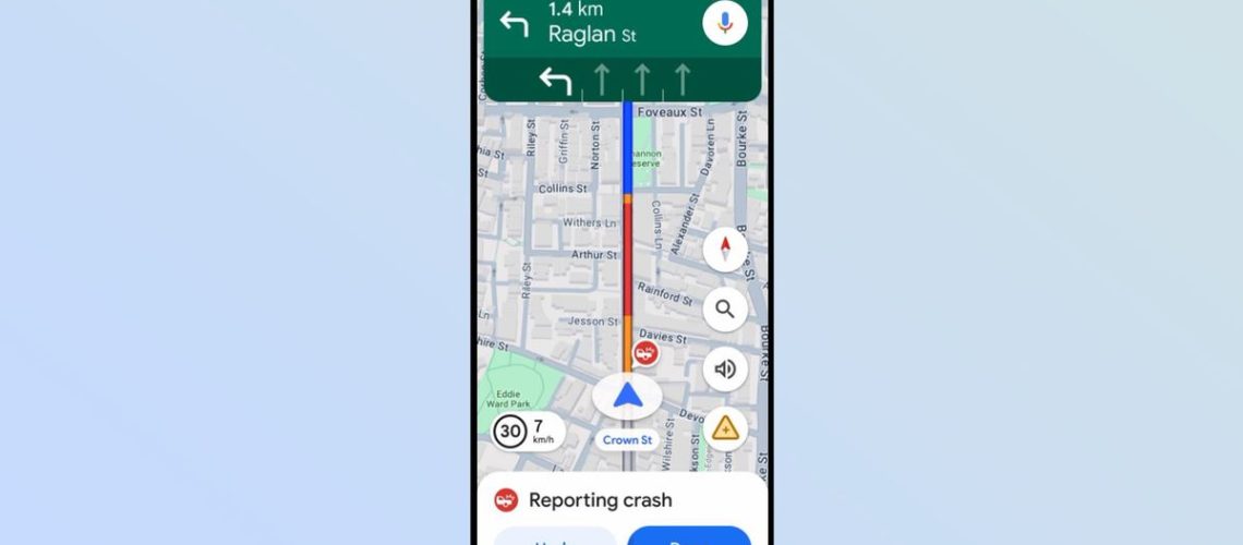 Screenshot of Google Maps with Waze integration incident report.