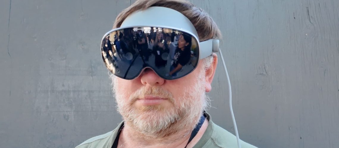 man wearing Project moohan headset