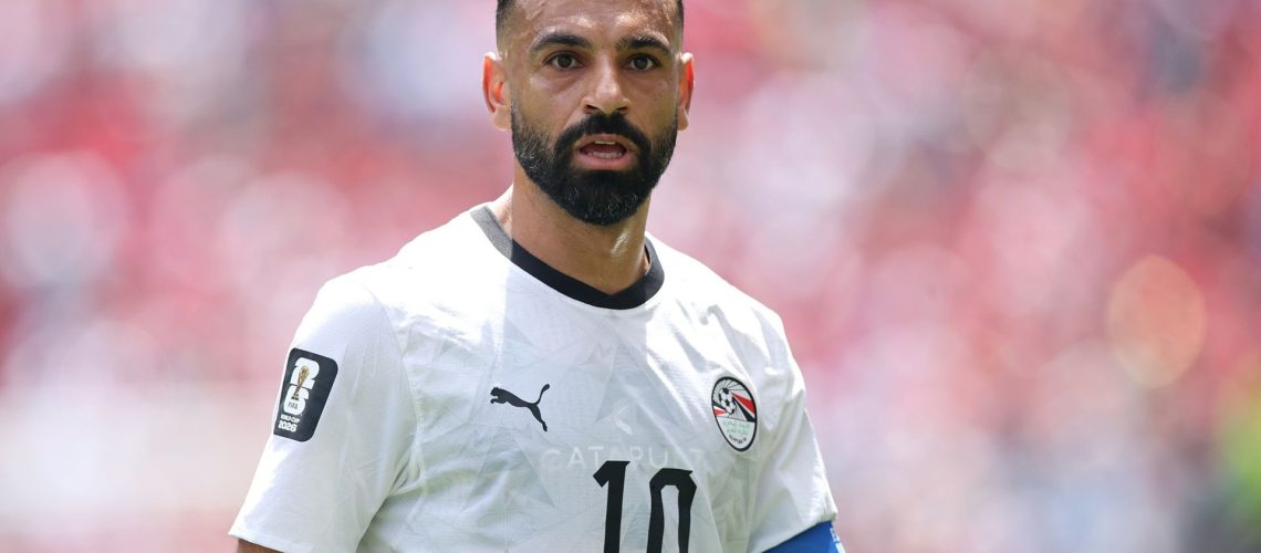 Mohamed Salah of Egypt looks on during the FIFA World Cup 2026 Group G match between Belgium and Egypt at Seattle Stadium on June 15, 2026 in Seattle, Washington. (Photo by Alex Grimm/Getty Images)