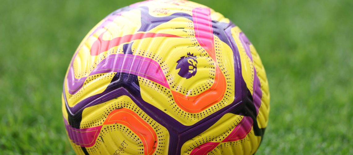 : A detailed view of a Nike Flight match ball used for today's Premier League matches.