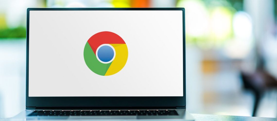and image of the Google Chrome logo on a laptop