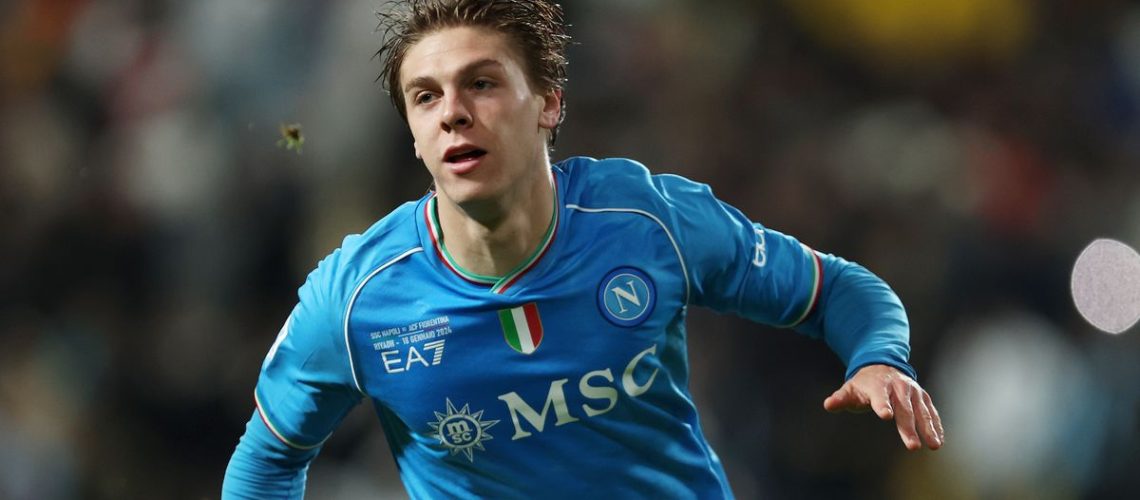 Alessio Zerbin of SSC Napoli celebrates scoring ahead of the Napoli vs Inter Milan live stream
