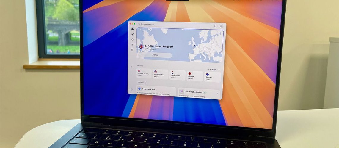 NordVPN open on MacBook displaying new UI and dashboard