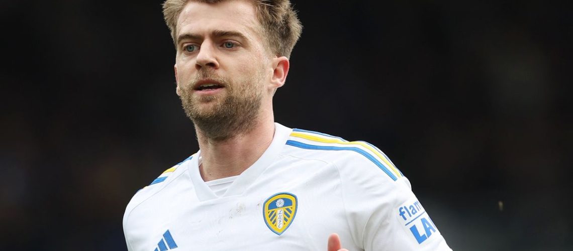 Patrick Bamford of Leeds United in action ahead of the Norwich vs Leeds EFL Championship playoff match