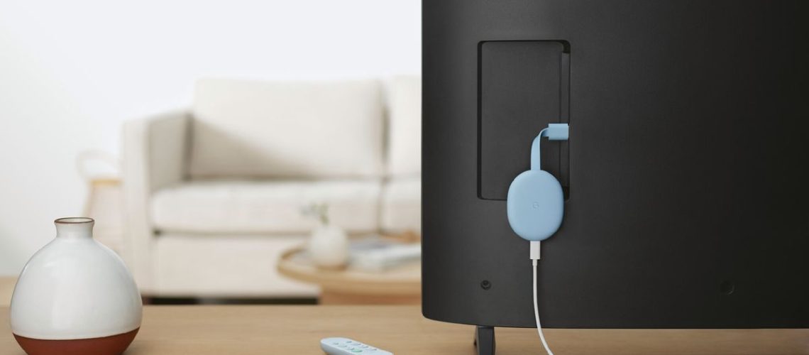 Chromecast with Google TV connected to display