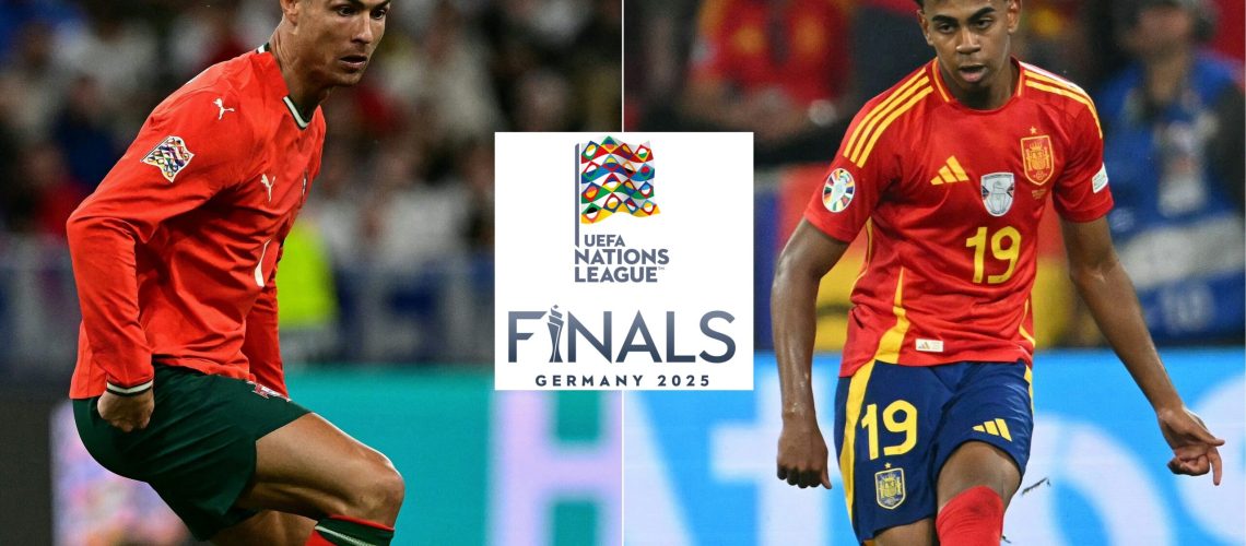(COMBO) This combination of pictures created on June 06, 2025 shows Portugal's forward #07 Cristiano Ronaldo (L) controling the ball during the UEFA Nations League semi-final football match between Germany and Portugal in Munich, southern Germany on June 4, 2025 and Spain's forward #19 Lamine Yamal passing the ball during the UEFA Euro 2024 semi-final football match between Spain and France at the Munich Football Arena in Munich on July 9, 2024. Spain starlet Lamine Yamal said upcoming Nations League final on June 8, 2025 against Portugal would give him the chance to &quot;prove who I am&quot; after helping his side past France in the semis on June 5, 2025. (Photo by Tobias SCHWARZ and Fabrice COFFRINI / AFP) (Photo by TOBIAS SCHWARZ,FABRICE COFFRINI/AFP via Getty Images)