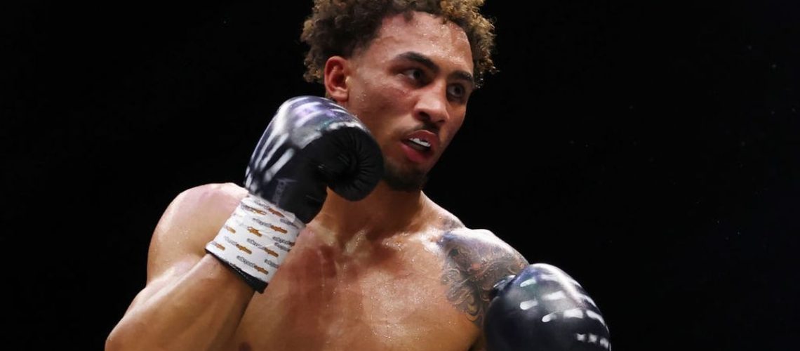 Ben Whittaker looks on during the Light Heavyweight fight between Ben Whittaker and Khalid Graidia ahead of the Whittaker vs Arenyeka live stream