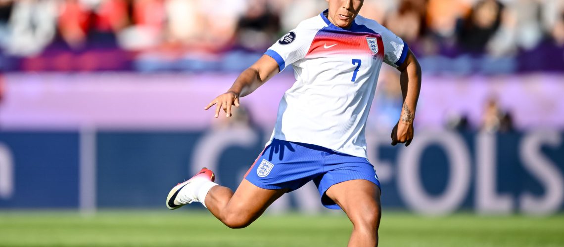 Lauren James of England controls the ball during the UEFA Womens EURO 2025 Group D match between England and Netherlands at Stadion Letzigrund on July 9, 2025 in Zurich, Switzerland.