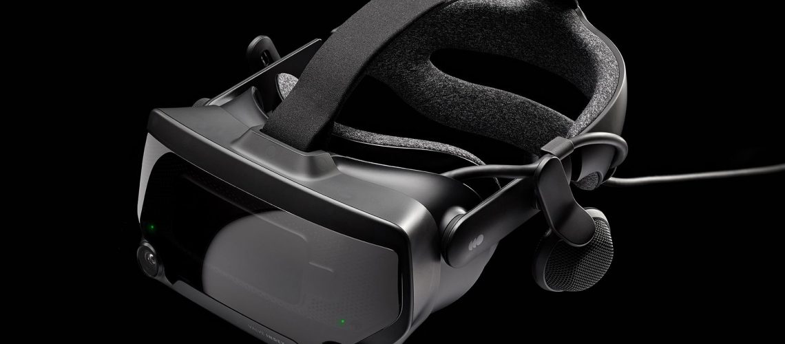 A photo of the Valve index VR headset