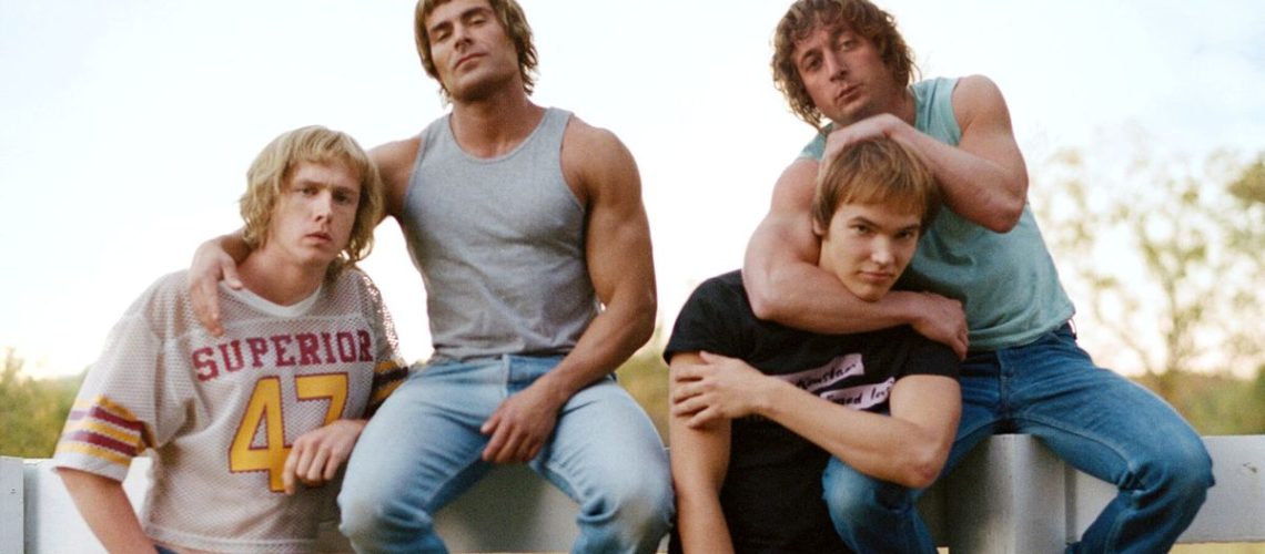(left to right) Harris Dickinson, Zac Efron, Stanley Simons and Jeremy Allen White in The Iron Claw